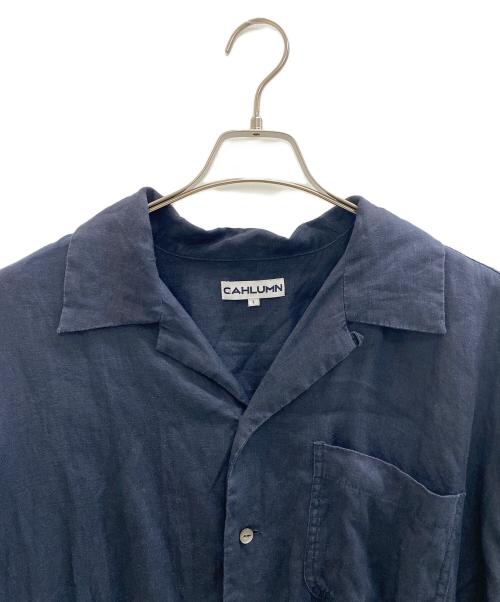 CAHLUMN（カウラム）CAHLUMN (カウラム) ベルギーリネンオープンカラーシャツ ブラック サイズ:Lの古着・服飾アイテム