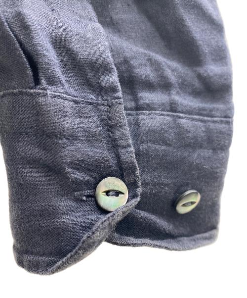 CAHLUMN（カウラム）CAHLUMN (カウラム) ベルギーリネンオープンカラーシャツ ブラック サイズ:Lの古着・服飾アイテム