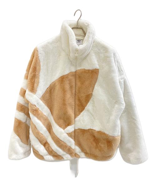 adidas（アディダス）adidas (アディダス) ファートラックジャケット ホワイト×ブラウン サイズ:Lの古着・服飾アイテム