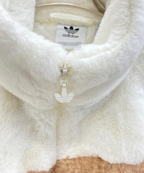 adidas（アディダス）adidas (アディダス) ファートラックジャケット ホワイト×ブラウン サイズ:Lの古着・服飾アイテム