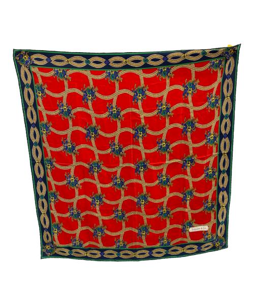 TIFFANY & Co.（ティファニー アンド コー）Tiffany & Co. (ティファニー アンド コー) シルクスカーフ レッドの古着・服飾アイテム