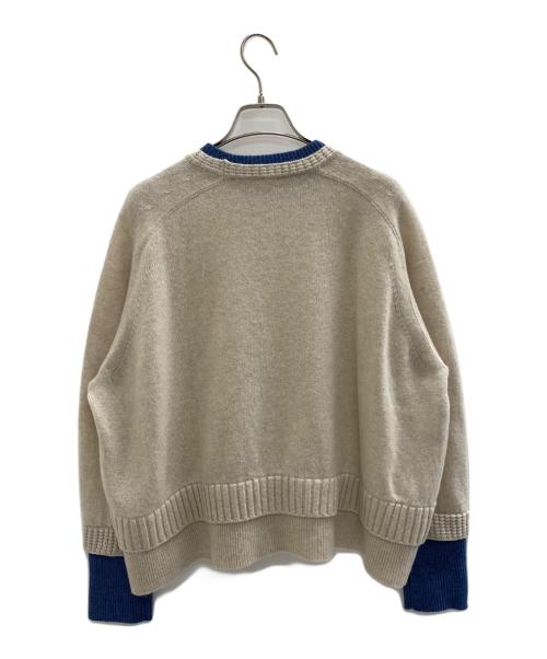 PS Paul Smith（ＰＳポールスミス）PS Paul Smith (ＰＳポールスミス) レイヤードディテール ニット ベージュ×ブルー サイズ:Mの古着・服飾アイテム