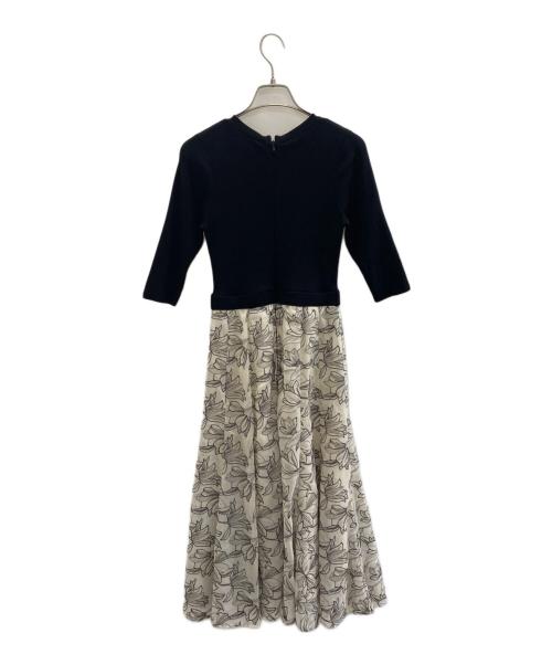 JUSGLITTY（ジャスグリッティー）JUSGLITTY (ジャスグリッティー) エンブロイダリーフラワードッキングワンピース ブラック×ベージュ サイズ:Sの古着・服飾アイテム