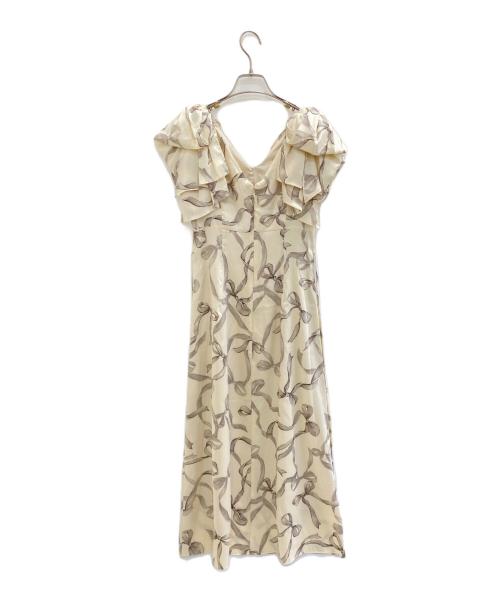 Snidel（スナイデル）Snidel (スナイデル) リボンスリーブデザインワンピース ベージュ×ブラウン サイズ:Sの古着・服飾アイテム