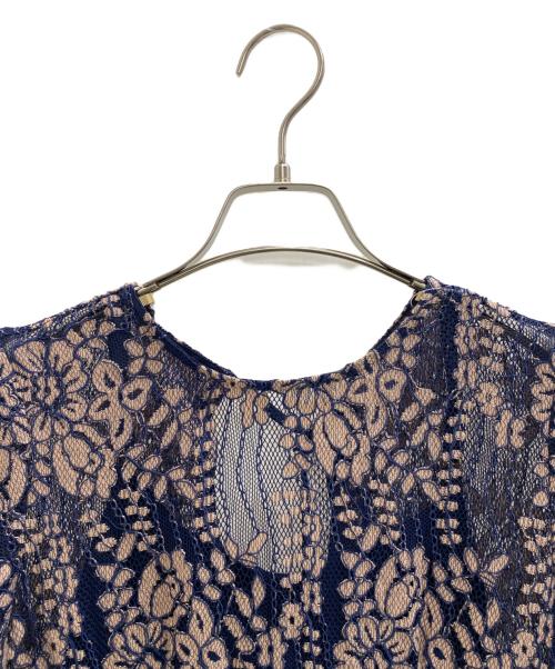 Kaene（カエン）Kaene (カエン) レースエプロンワンピース ネイビー×ベージュ サイズ:Sの古着・服飾アイテム