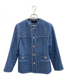 allureville（アルアバイル）の古着「フリンジノーカラージャケット」｜スカイブルー