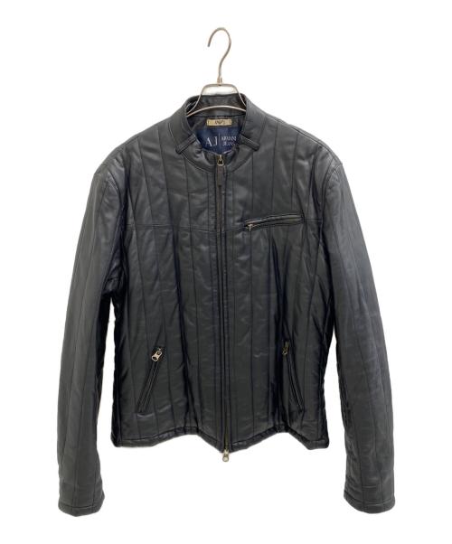ARMANI JEANS（アルマーニジーンズ）ARMANI JEANS (アルマーニジーンズ) レザージャケット ブラック サイズ:XXLの古着・服飾アイテム