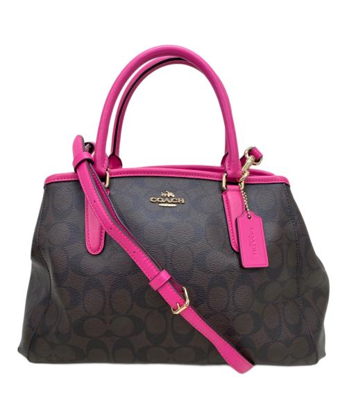COACH（コーチ）COACH (コーチ) スモールマーゴットキャリーオール ブラウンピンクの古着・服飾アイテム