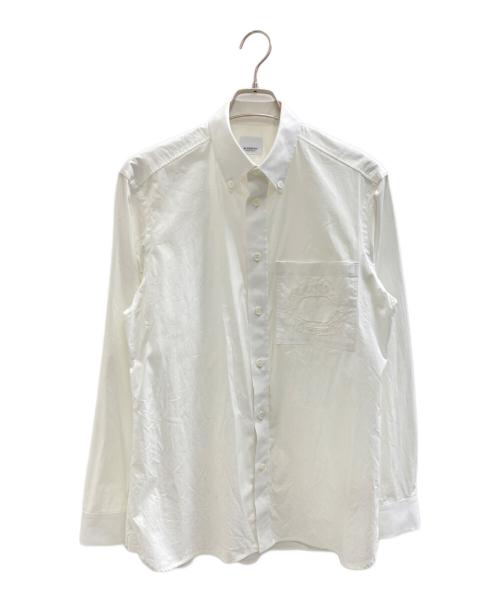 BURBERRY（バーバリー）BURBERRY (バーバリー) 刺繍エンブレムロングスリーブシャツ ホワイト サイズ:Mの古着・服飾アイテム