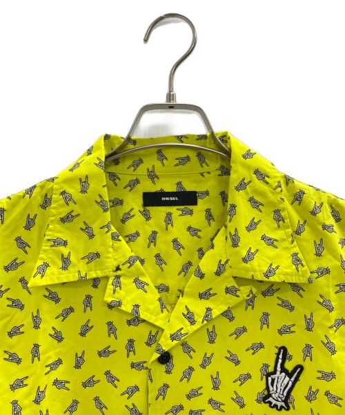 DIESEL（ディーゼル）DIESEL (ディーゼル) Acid Yellow Psych3 Short Sleeve Shirt イエロー サイズ:Mの古着・服飾アイテム
