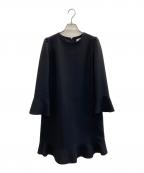 LANVIN en Bleuランバンオンブルー）の古着「ジョーゼット5分袖ワンピース」｜ブラック