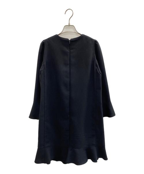 LANVIN en Bleu（ランバンオンブルー）LANVIN en Bleu (ランバンオンブルー) ジョーゼット5分袖ワンピース ブラック サイズ:36の古着・服飾アイテム