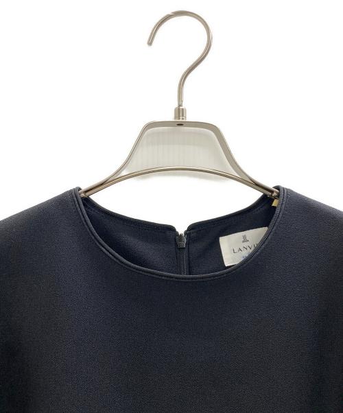 LANVIN en Bleu（ランバンオンブルー）LANVIN en Bleu (ランバンオンブルー) ジョーゼット5分袖ワンピース ブラック サイズ:36の古着・服飾アイテム