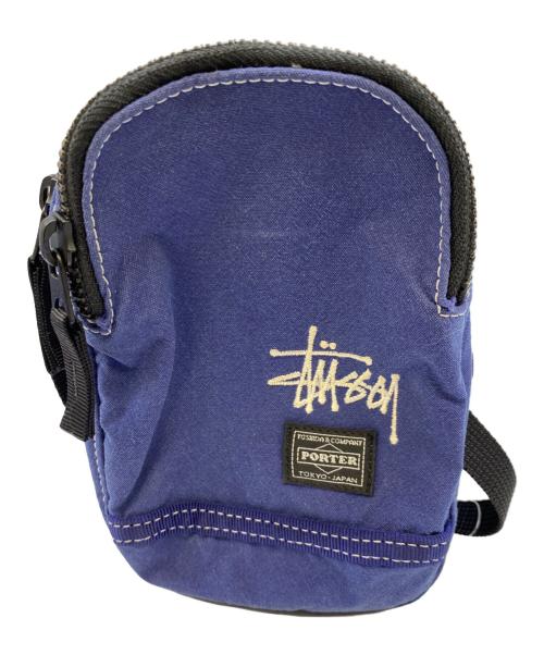 stussy（ステューシー）stussy (ステューシー) PORTER (ポーター) ミニショルダーバッグ ブルーの古着・服飾アイテム