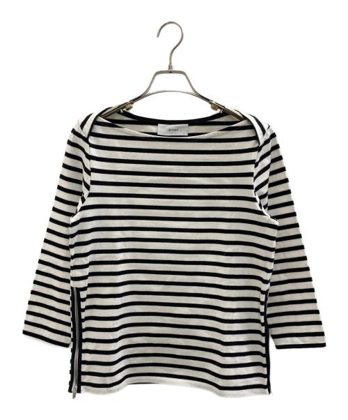 ASTRAET（アストラット）ASTRAET (アストラット) コットンボーダーZIPプルオーバー ホワイト×ブラック サイズ:Freeの古着・服飾アイテム