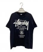 stussyステューシー）の古着「ワールドツアーロゴTee」｜ブラック