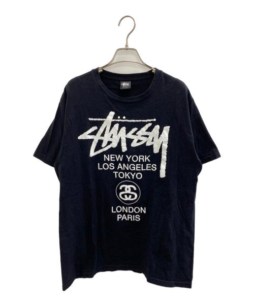 stussy（ステューシー）stussy (ステューシー) ワールドツアーロゴTee ブラック サイズ:Mの古着・服飾アイテム