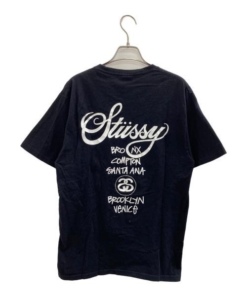 stussy（ステューシー）stussy (ステューシー) ワールドツアーロゴTee ブラック サイズ:Mの古着・服飾アイテム