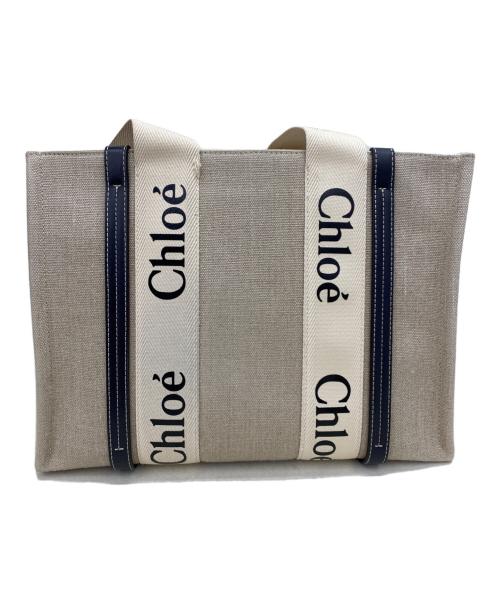 Chloe（クロエ）Chloe (クロエ) Woody トートバッグ ミディアム ベージュ×ブラックの古着・服飾アイテム