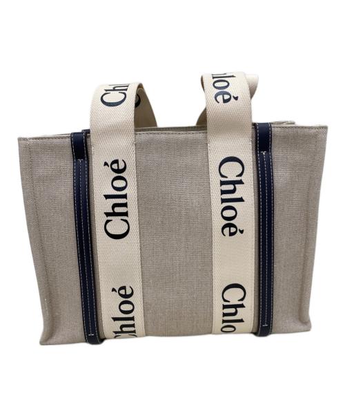 Chloe（クロエ）Chloe (クロエ) Woody トートバッグ ミディアム ベージュ×ブラックの古着・服飾アイテム