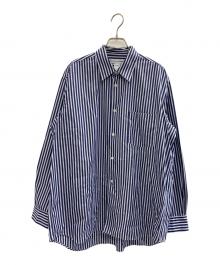 COMME des GARCONS SHIRT（コムデギャルソンシャツ）の古着「FOREVER WIDE CLASSIC コットンポプリンストライプレギュラーカラーシャツ」｜ネイビー