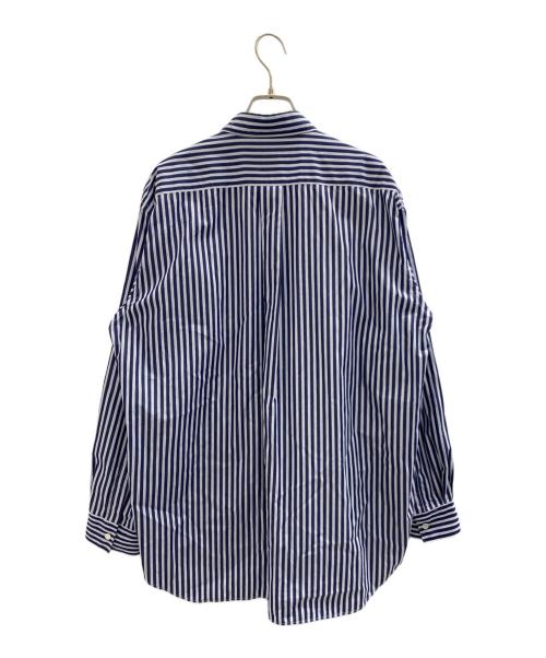 COMME des GARCONS SHIRT（コムデギャルソンシャツ）COMME des GARCONS SHIRT (コムデギャルソンシャツ) FOREVER WIDE CLASSIC コットンポプリンストライプレギュラーカラーシャツ ネイビー サイズ:Mの古着・服飾アイテム