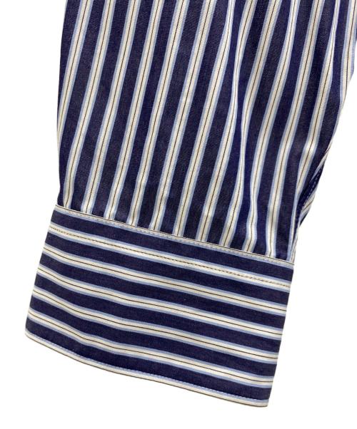 COMME des GARCONS SHIRT（コムデギャルソンシャツ）COMME des GARCONS SHIRT (コムデギャルソンシャツ) FOREVER WIDE CLASSIC コットンポプリンストライプレギュラーカラーシャツ ネイビー サイズ:Mの古着・服飾アイテム