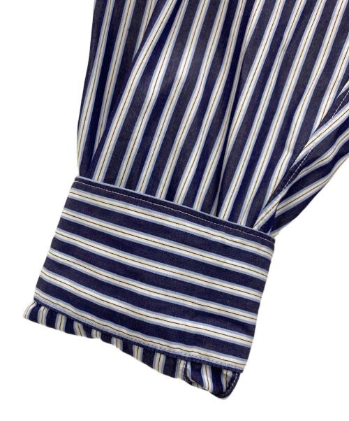COMME des GARCONS SHIRT（コムデギャルソンシャツ）COMME des GARCONS SHIRT (コムデギャルソンシャツ) FOREVER WIDE CLASSIC コットンポプリンストライプレギュラーカラーシャツ ネイビー サイズ:Mの古着・服飾アイテム