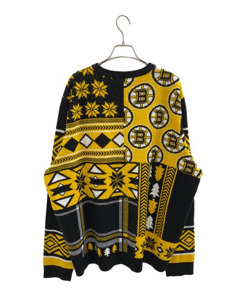 BOSTON BRUINS（ボストン・ブルーインズ）BOSTON BRUINS (ボストン・ブルーインズ) 厚手ニット ブラック×イエロー サイズ:XXLの古着・服飾アイテム