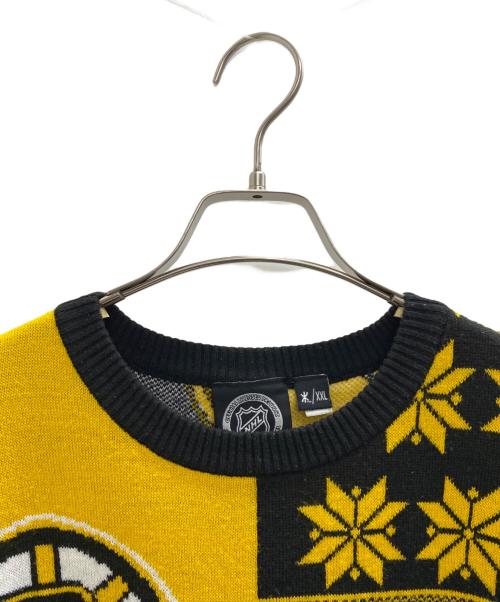 BOSTON BRUINS（ボストン・ブルーインズ）BOSTON BRUINS (ボストン・ブルーインズ) 厚手ニット ブラック×イエロー サイズ:XXLの古着・服飾アイテム