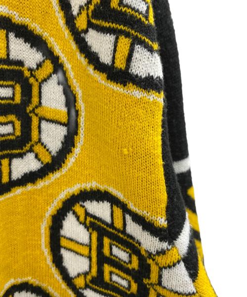 BOSTON BRUINS（ボストン・ブルーインズ）BOSTON BRUINS (ボストン・ブルーインズ) 厚手ニット ブラック×イエロー サイズ:XXLの古着・服飾アイテム