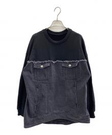 neuf cent neuf（ヌフソンヌフ）の古着「デニム切替スウェット」｜ブラック