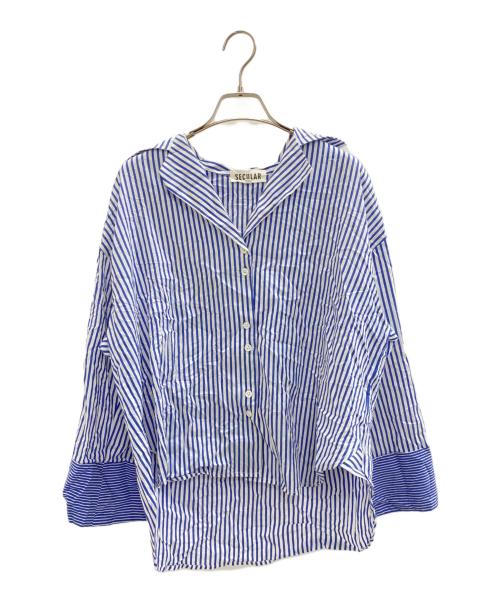 SECULAR（セキュラー）SECULAR (セキュラー) 長袖シャツ ホワイト×ブルー サイズ:Sの古着・服飾アイテム