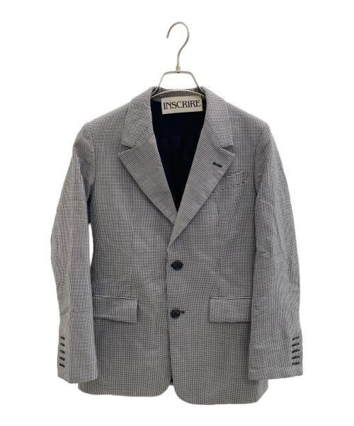 INSCRIRE（アンスクリア）INSCRIRE (アンスクリア) テーラードジャケット ブラック×グレー サイズ:38の古着・服飾アイテム