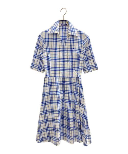 BURBERRY BLUE LABEL（バーバリー ブルー レーベル）BURBERRY BLUE LABEL (バーバリー ブルー レーベル) 半袖ワンピース ホワイト×ブルー サイズ:Mの古着・服飾アイテム