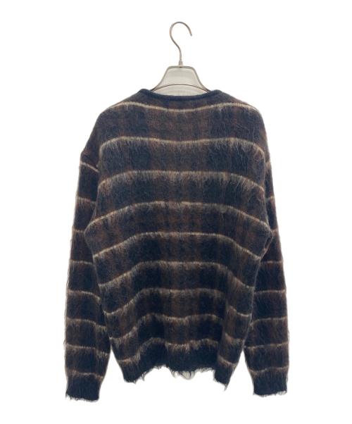 ISLAND KNIT WORKS（アイランドニットワークス）ISLAND KNIT WORKS (アイランドニットワークス) 厚手カーディガン ブラウン×ブラック サイズ:Mの古着・服飾アイテム