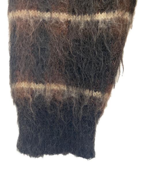 ISLAND KNIT WORKS（アイランドニットワークス）ISLAND KNIT WORKS (アイランドニットワークス) 厚手カーディガン ブラウン×ブラック サイズ:Mの古着・服飾アイテム