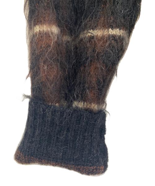 ISLAND KNIT WORKS（アイランドニットワークス）ISLAND KNIT WORKS (アイランドニットワークス) 厚手カーディガン ブラウン×ブラック サイズ:Mの古着・服飾アイテム