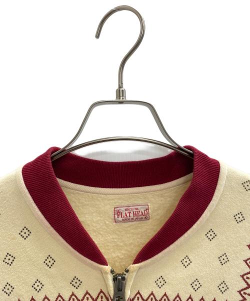 FLAT HEAD（フラット ヘッド）FLAT HEAD (フラット ヘッド) スウェットジャケット レッド×ベージュ サイズ:40の古着・服飾アイテム