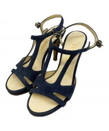 CHANEL（シャネル）の古着「スエードストラップサンダル」｜ネイビー