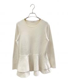 M-premierBLACK（エムプルミエブラック）の古着「ラウンドヘムペプラムニット」｜アイボリー