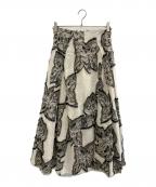 FRAY IDフレイ アイディー）の古着「メッシュフラワージャガードスカート」｜ベージュ