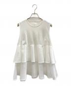 Heveヘイヴ）の古着「オーガンジーフリルトップス」｜ホワイト
