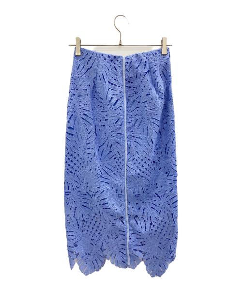 FRAY ID（フレイ アイディー）FRAY ID (フレイ アイディー) リーフレースタイトスカート ブルー サイズ:1の古着・服飾アイテム