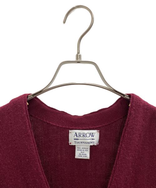 ARROW（アロー）ARROW (アロー) 薄手カーディガン レッド サイズ:XLの古着・服飾アイテム