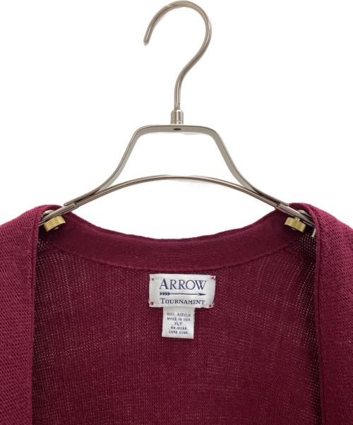 ARROW（アロー）ARROW (アロー) 薄手カーディガン レッド サイズ:XLの古着・服飾アイテム