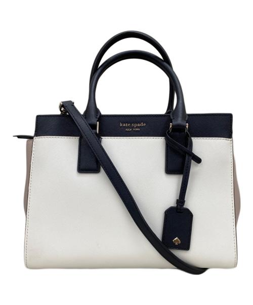 Kate Spade（ケイトスペード）Kate Spade (ケイトスペード) 2WAYバッグ ホワイト×ブラック×ピンクの古着・服飾アイテム
