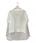 MM6 Maison Margielaエムエムシックスメゾンマルジェラ）の古着「COMBO STRIPE DOCKING 2WAY SHIRT」｜グレー×ホワイト