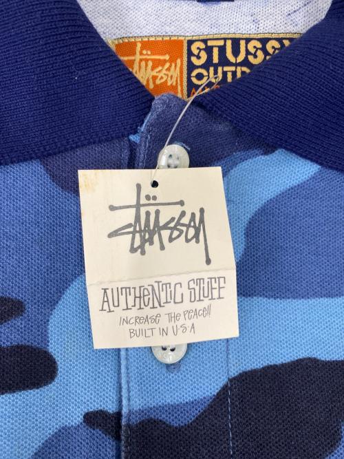 stussy（ステューシー）stussy (ステューシー) ポロシャツ ネイビー×スカイブルー サイズ:Mの古着・服飾アイテム
