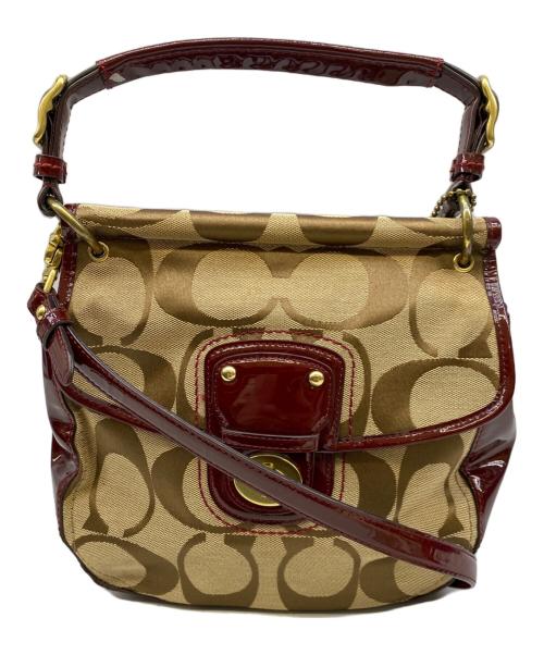 COACH（コーチ）COACH (コーチ) 2WAYバッグ ブラウン×レッドの古着・服飾アイテム